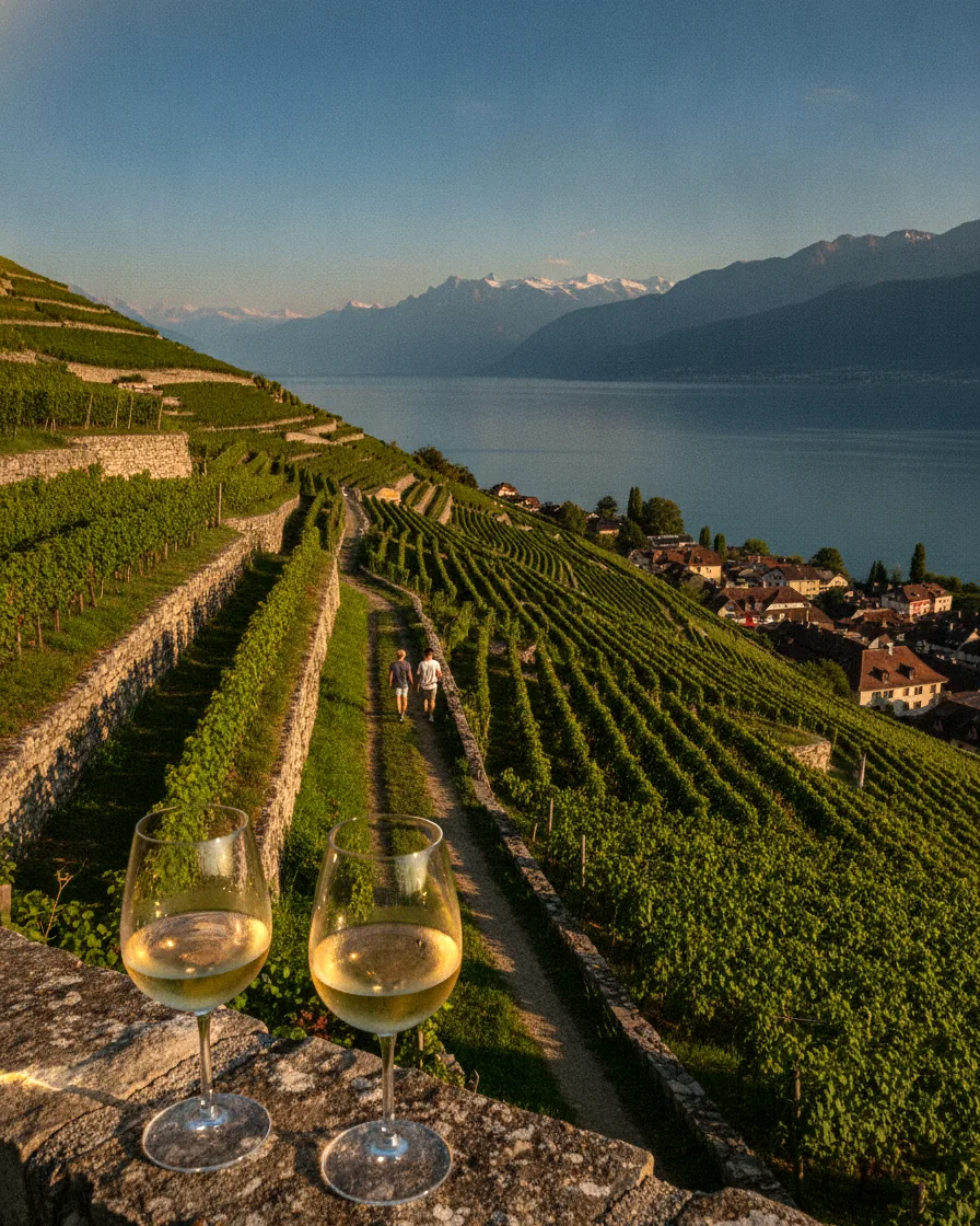Terrasses de Lavaux au-dessus du lac Léman
